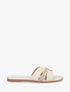 Mules plates à bride style noeud à strass - Beige - 5