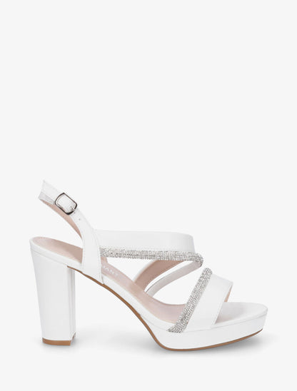 Sandales à plateforme et strass - Blanc - 1