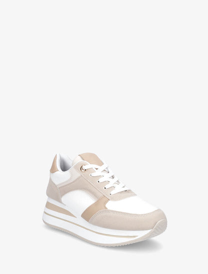 Baskets compensées en simili - Beige - 2