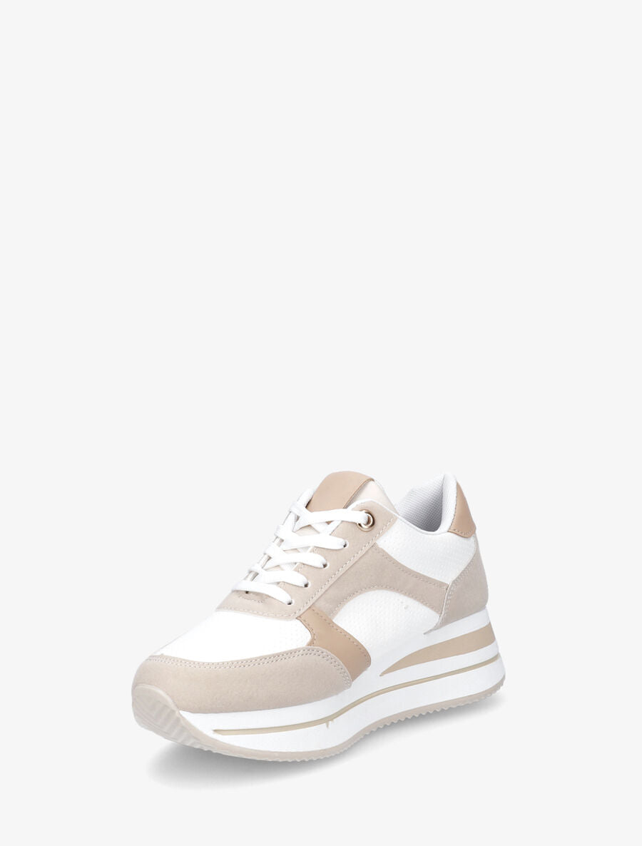 Baskets compensées en simili - Beige - 3