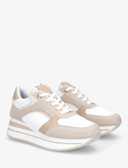 Baskets compensées en simili - Beige - 4