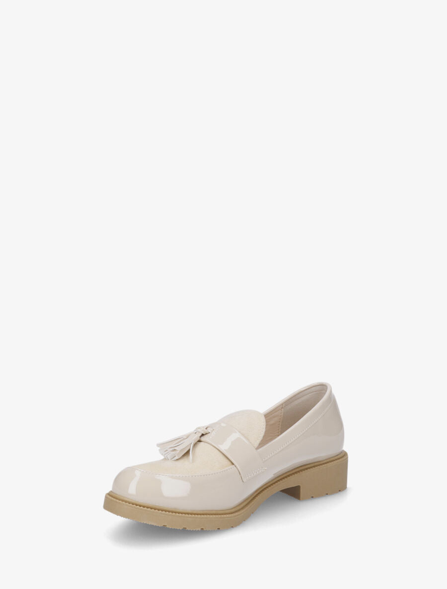 Mocassins bi-matière à pompon - Beige - 3