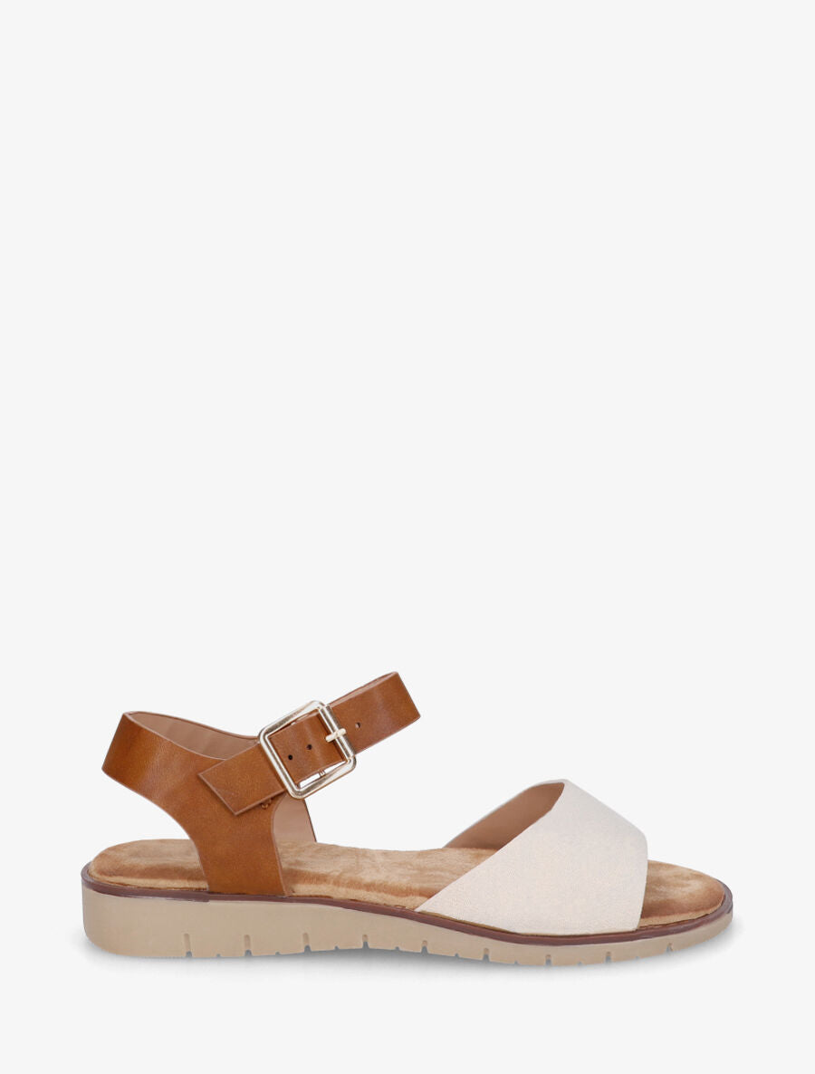 Nu-pieds basiques bi-matière - Beige - 5