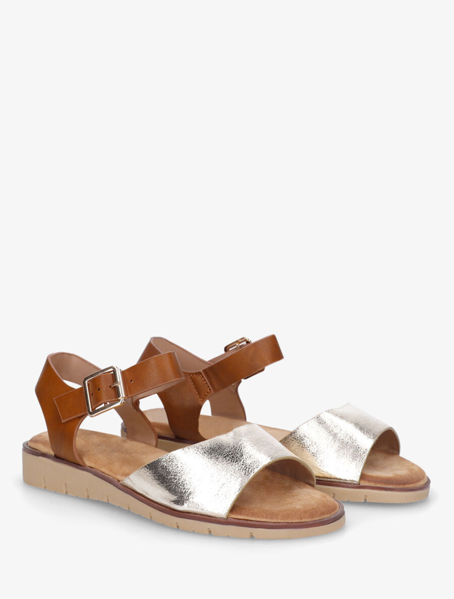 Nu-pieds basiques en simili nacré - Or - 4