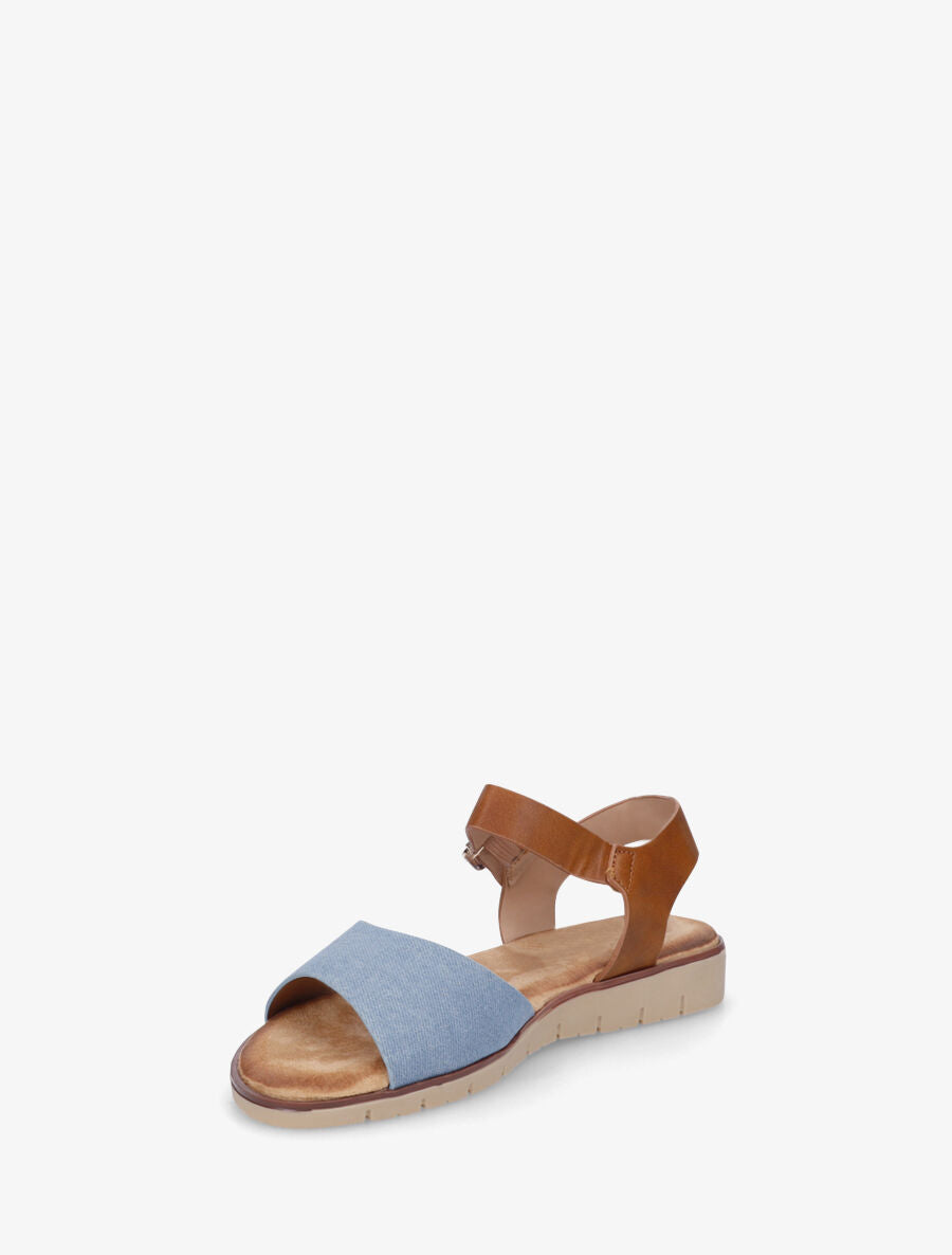 Nu-pieds basiques bi-matière - Bleu denim - 3