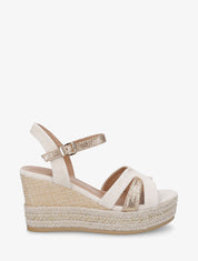 Sandales compensées à détail irisé - Beige - 1