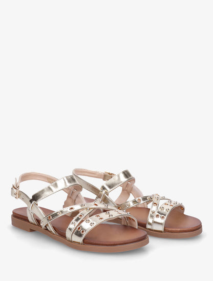 Nu-pieds cloutés en simili nacré - Or - 4