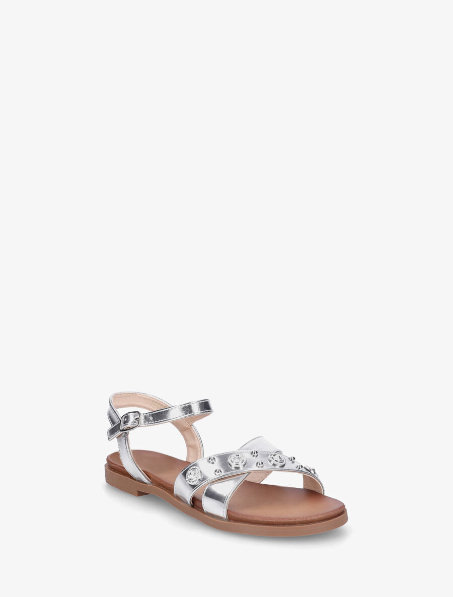 Nu-pieds à brides cloutées et bijoux - Argent - 2