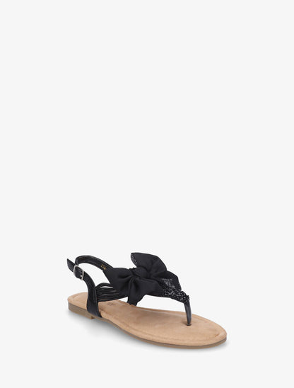 Nu-pieds à noeud et strass - Noir - 2
