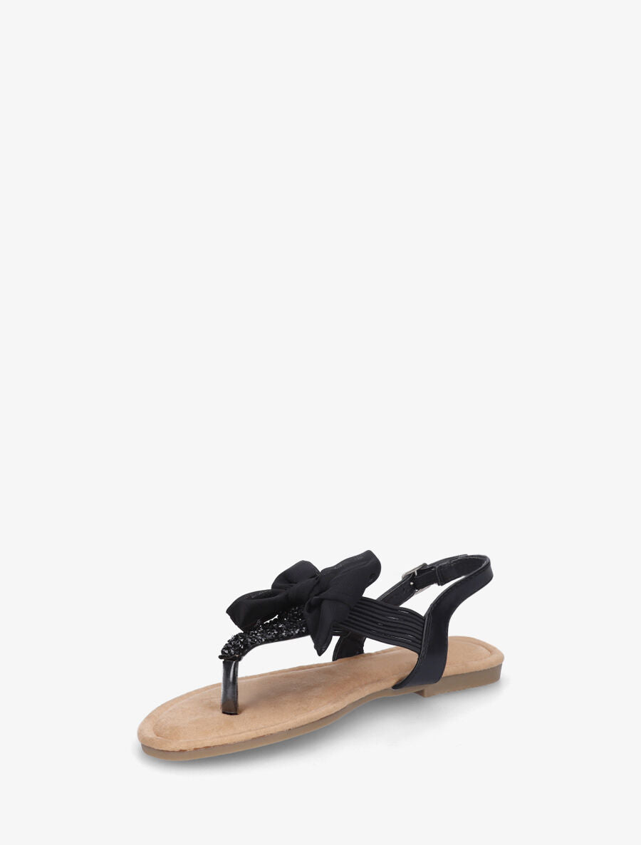 Nu-pieds à noeud et strass - Noir - 3