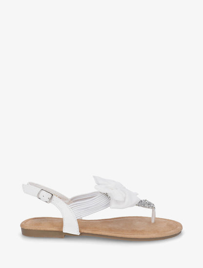 Nu-pieds à noeud et strass - Blanc - 1