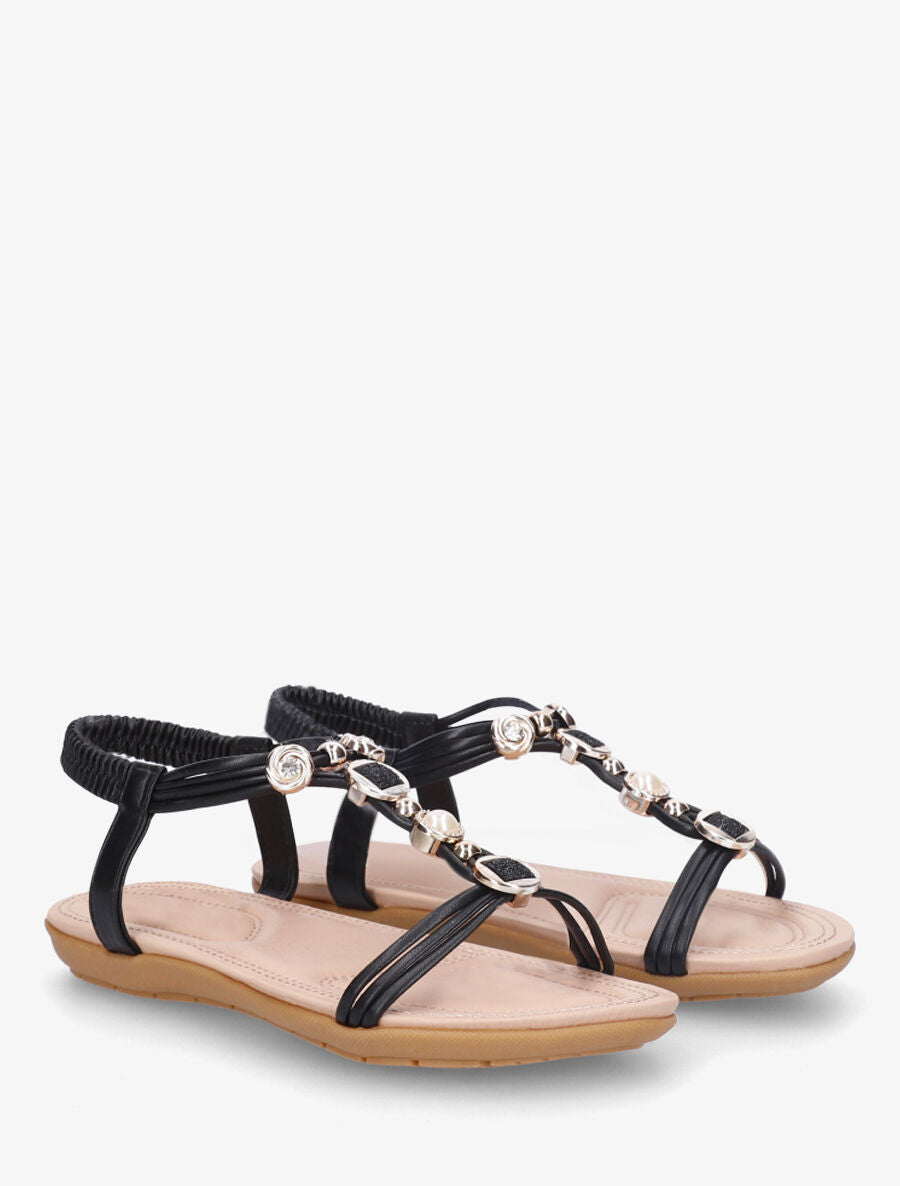 Nu-pieds à empiècement bijoux - Noir - 4