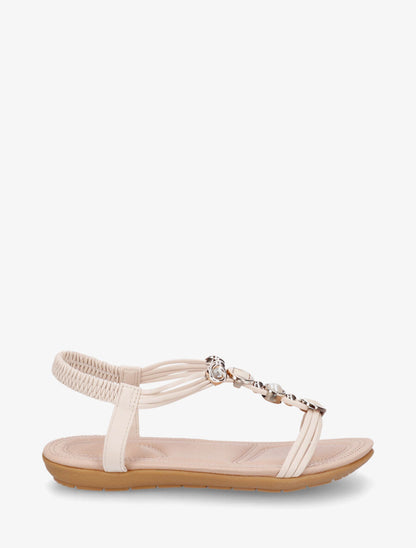 Nu-pieds à empiècement bijoux - Beige - 5