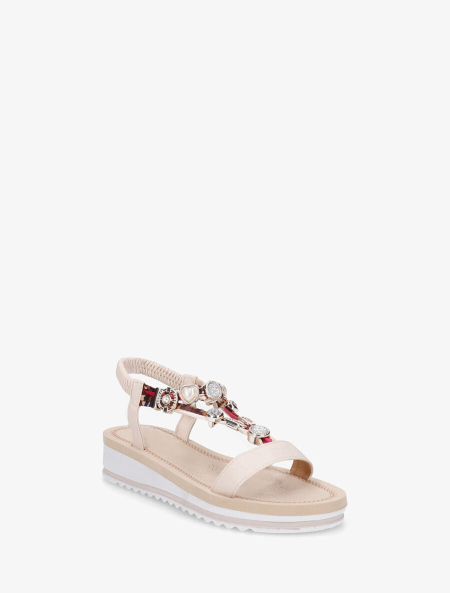 Nu-pieds bride en T à bijoux - Beige - 2