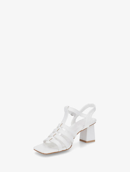 Sandales en simili bride en T - Blanc - 3