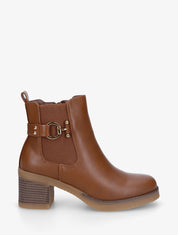 Bottines en simili à ceinturon - Camel - 1