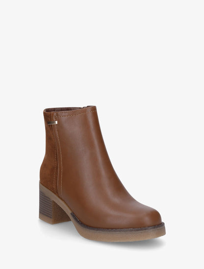 Bottines en simili et suédine - Camel - 2
