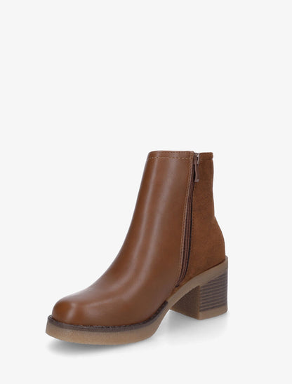 Bottines en simili et suédine - Camel - 3