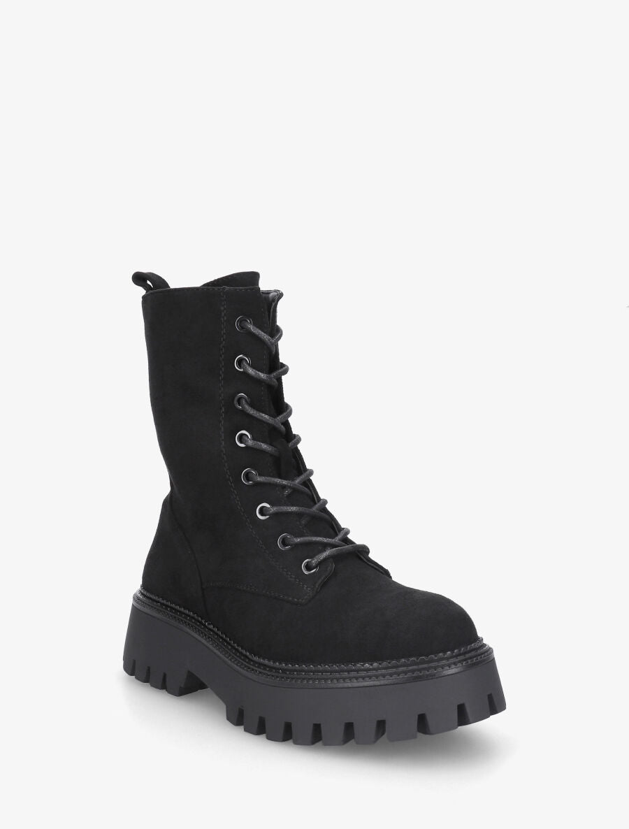 Bottines en suédine style rangers - Noir - 2