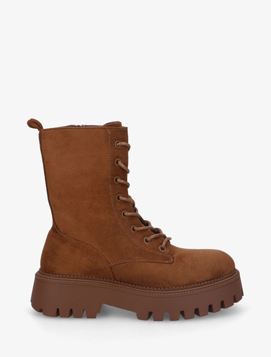 Bottines en suédine style rangers - Camel - 1