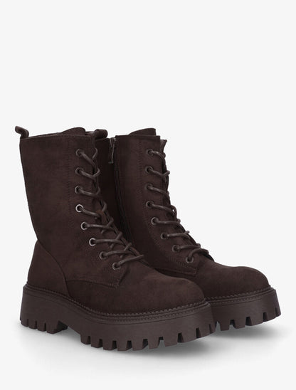 Bottines en suédine style rangers - Chocolat - 4