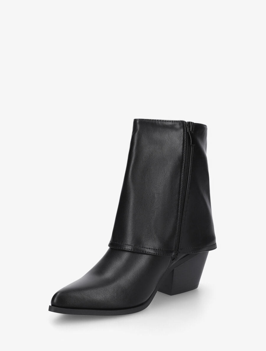 Bottines en simili à revers - Noir - 3