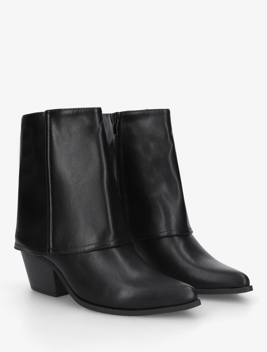 Bottines en simili à revers - Noir - 4