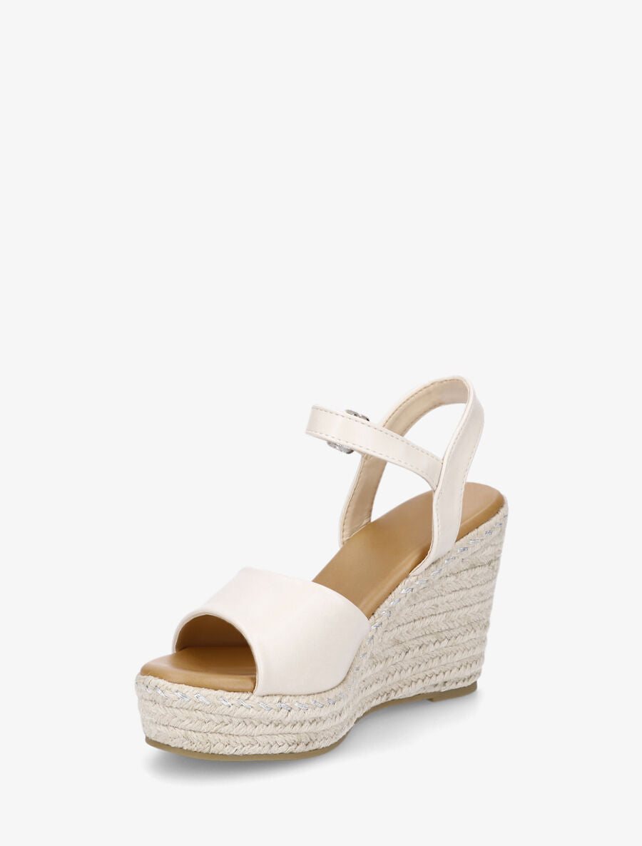 Sandales compensées en simili à plateforme - Beige - 3