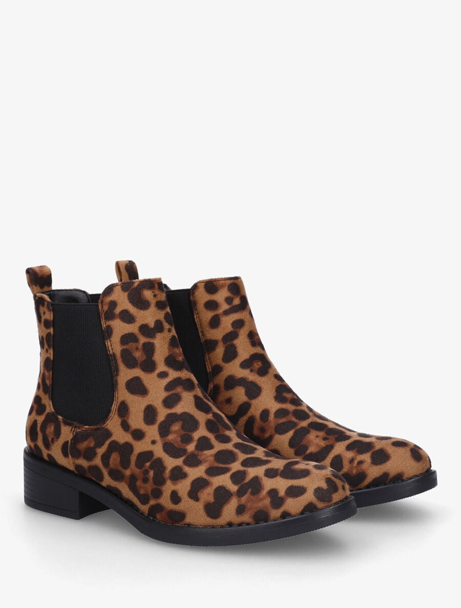 Bottines élastiquées en suédine - Camel - 4