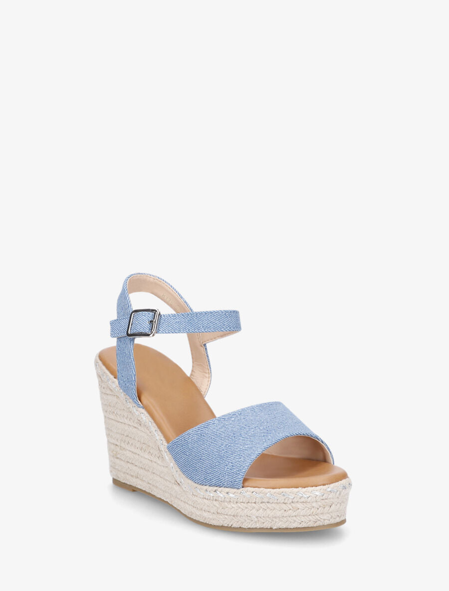Sandales compensées en simili à plateforme - Bleu denim - 2