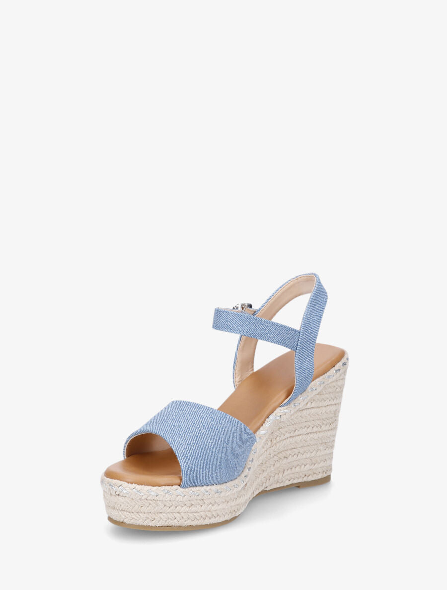 Sandales compensées en simili à plateforme - Bleu denim - 3