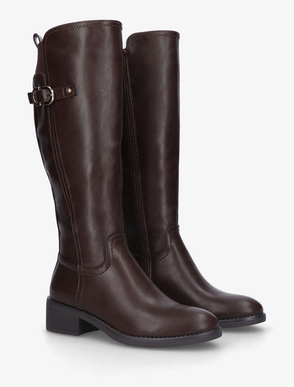 Bottes en simili à ceinturon - Marron - 4