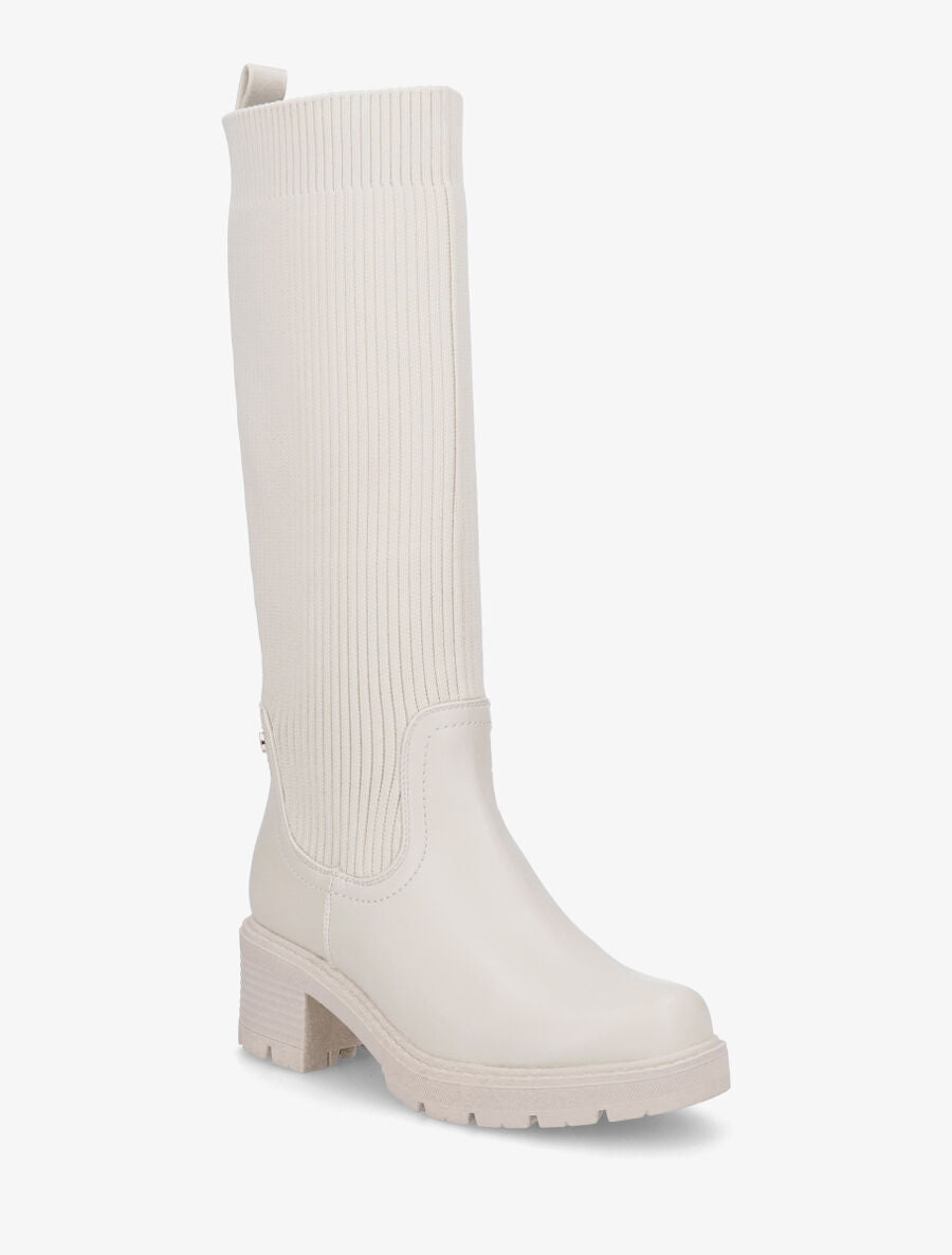 Bottes style chaussettes - Beige - 2