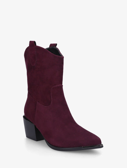 Bottines style santiags en suédine - Violine - 2