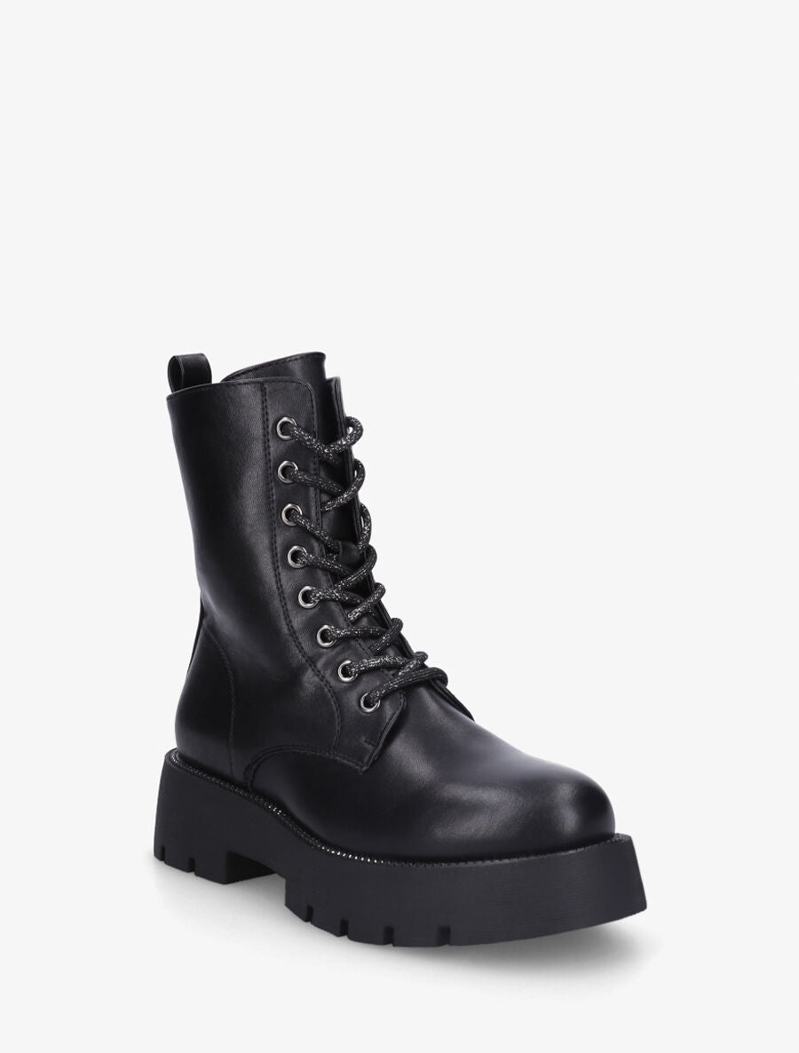 Bottines montantes à lacets irisés - Noir - 2