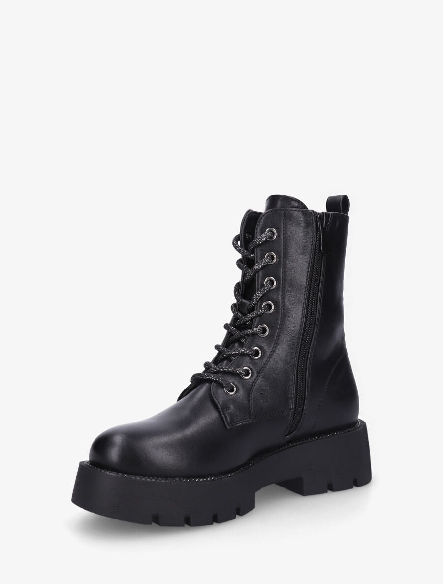 Bottines montantes à lacets irisés - Noir - 3