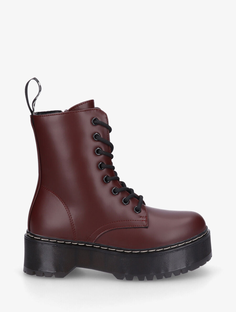 Bottines montantes en simili - Bordeaux - 1