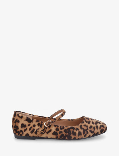 Ballerines style babies en suédine imprimé léopard - Camel - 1