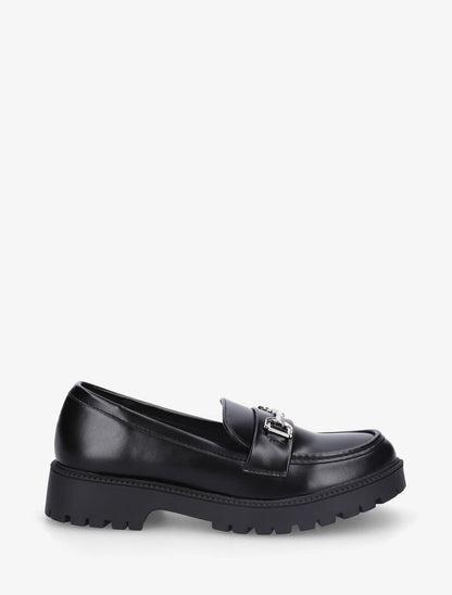 Mocassins en simili à semelle crantée - Noir - 1