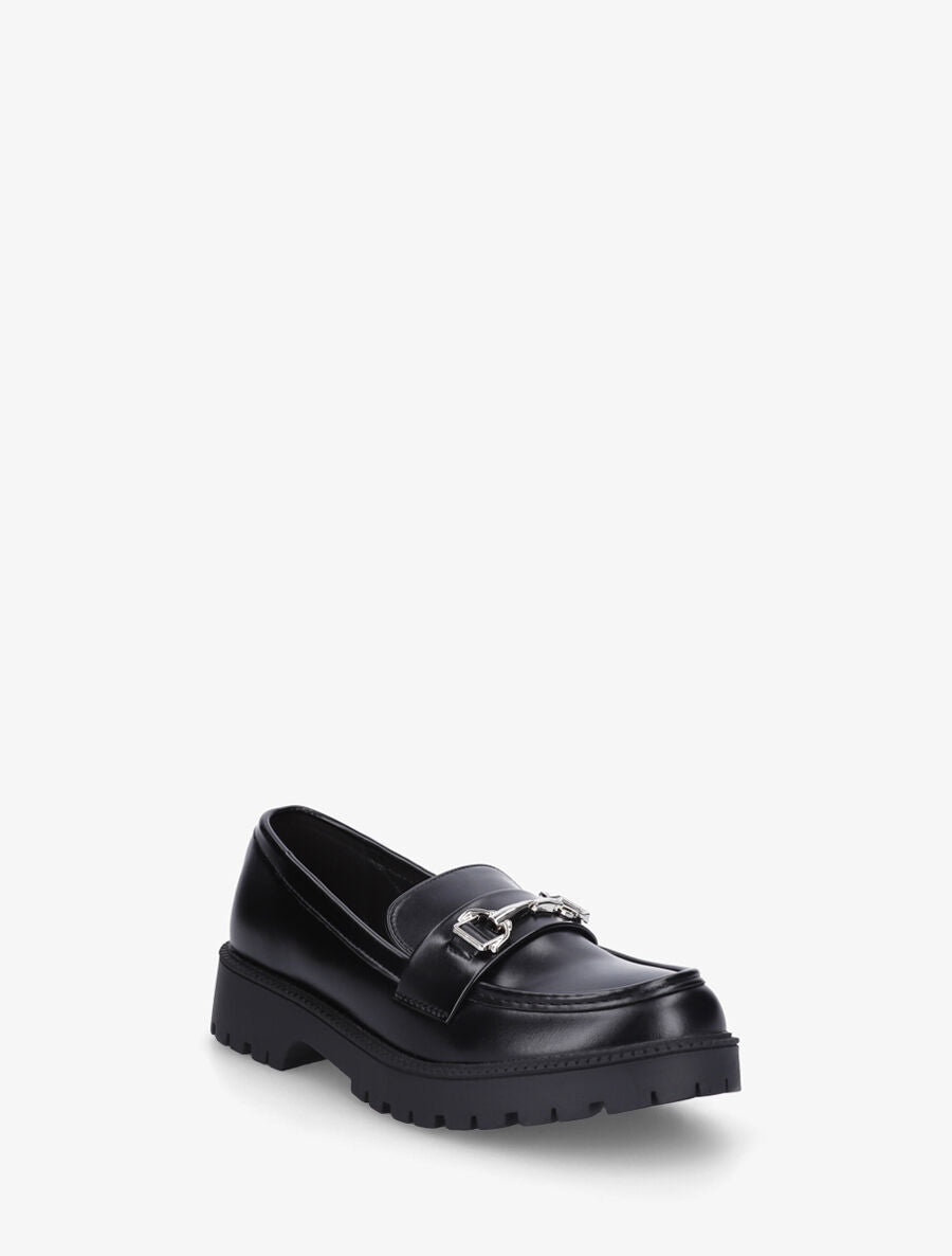 Mocassins en simili à semelle crantée - Noir - 2