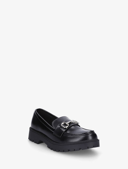 Mocassins en simili à semelle crantée - Noir - 2