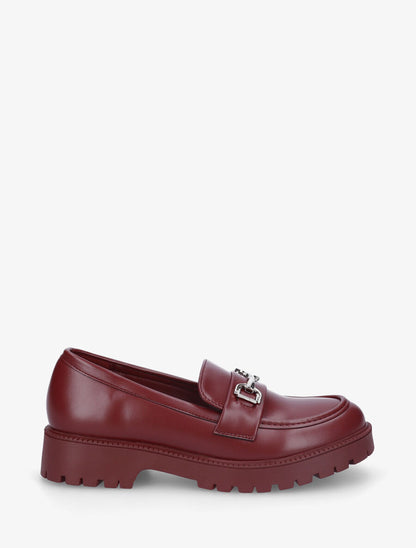 Mocassins en simili à semelle crantée - Bordeaux - 1