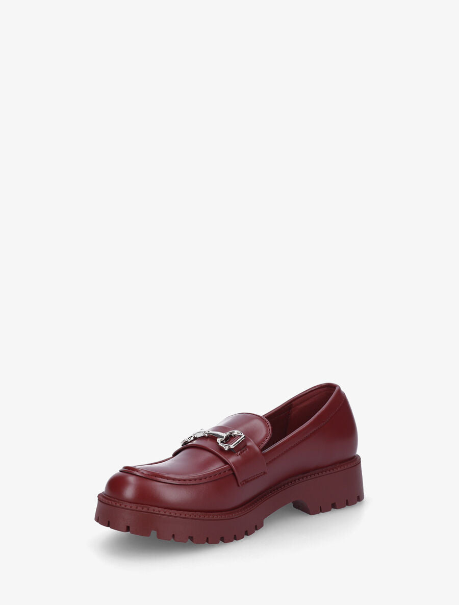 Mocassins en simili à semelle crantée - Bordeaux - 3