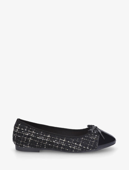 Ballerines effet tweed et nœud - Noir - 5