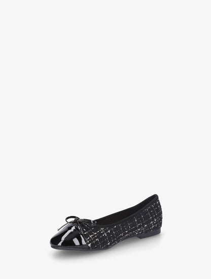 Ballerines effet tweed et nœud - Noir - 3