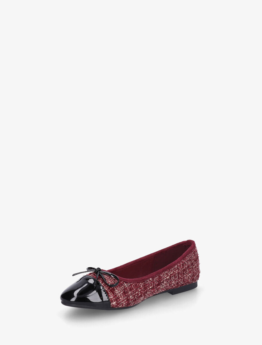 Ballerines effet tweed et nœud - Bordeaux - 3