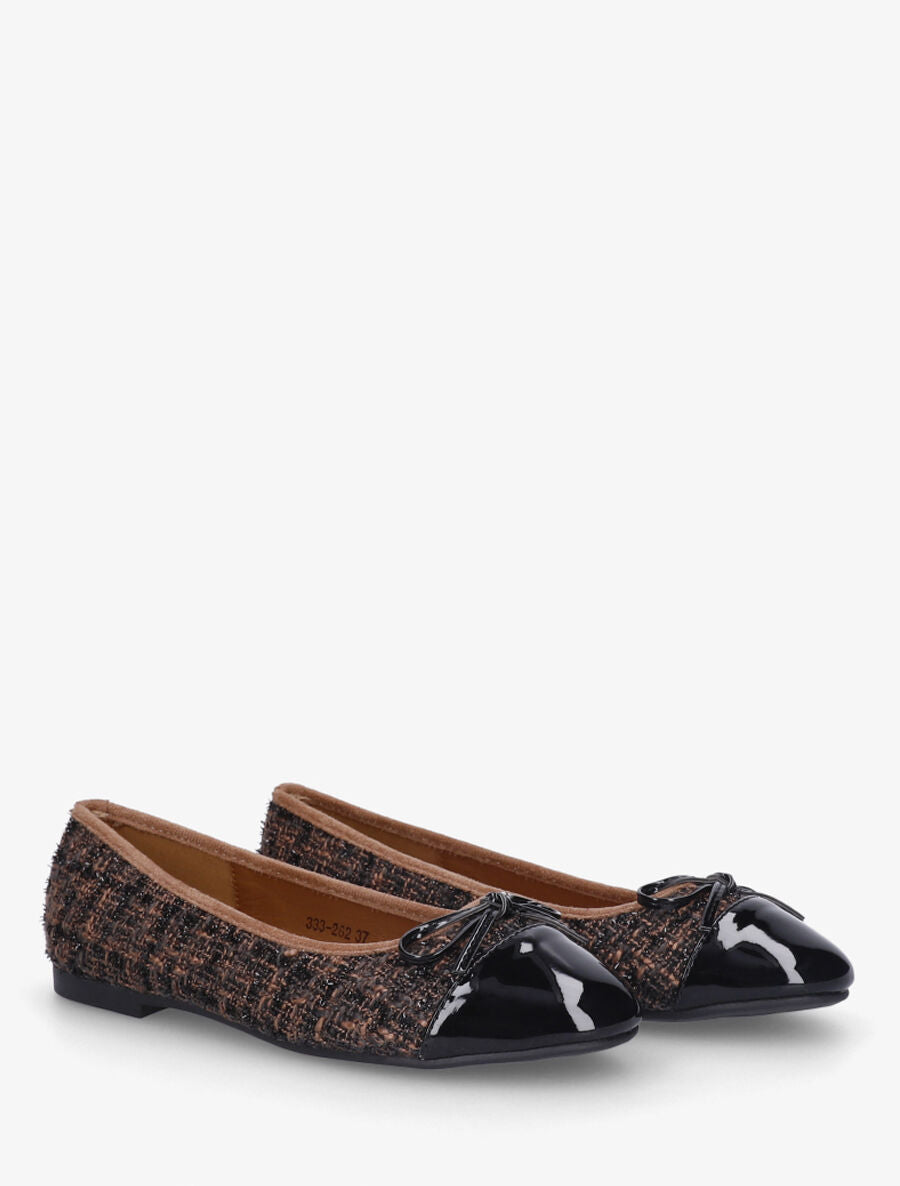Ballerines effet tweed et nœud - Camel - 4