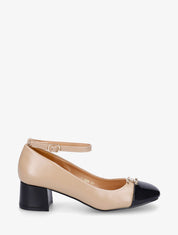 Escarpins en simili à bride - Beige - 5