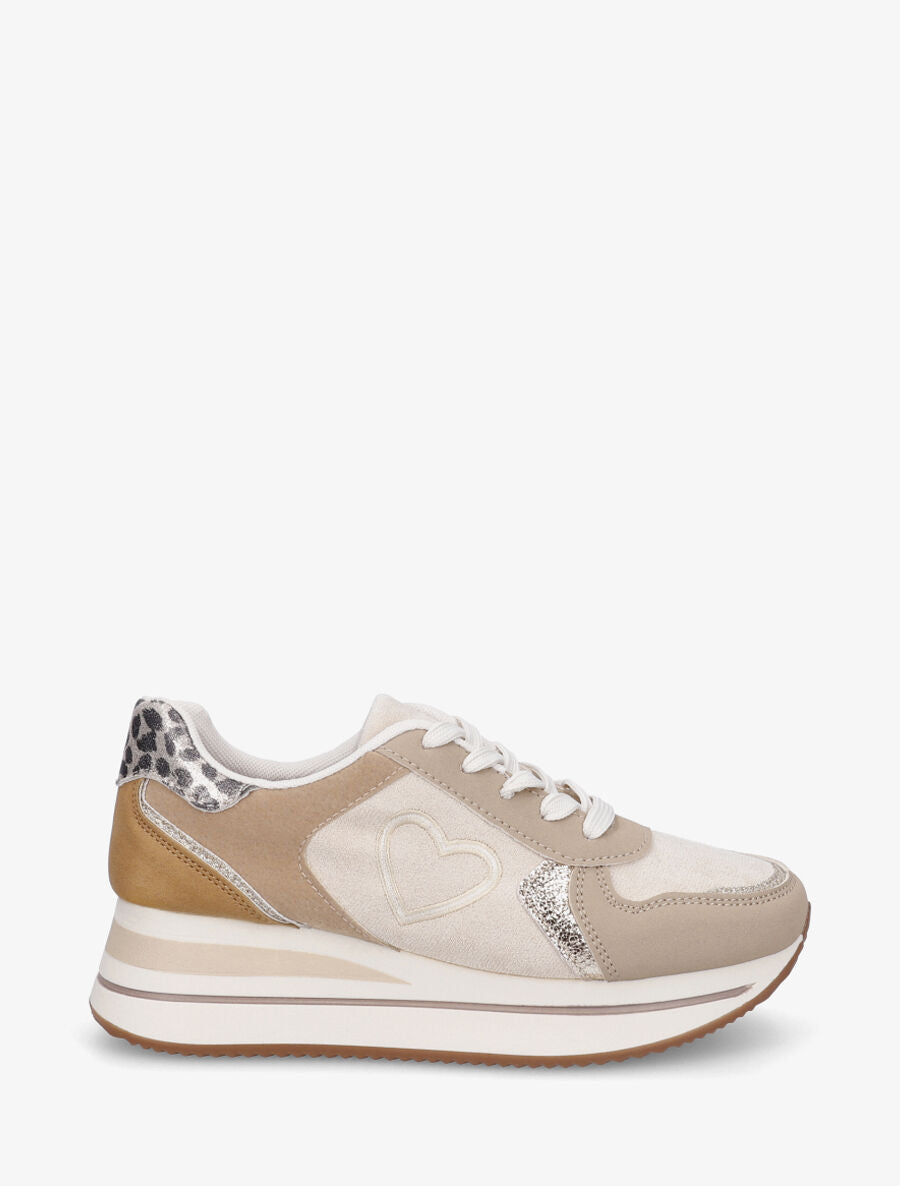 Baskets fantaisies à plateforme - Beige - 1