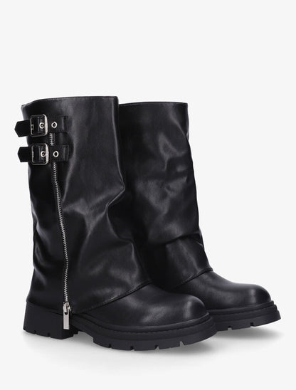 Bottines en simili effet pantalon - Noir - 4